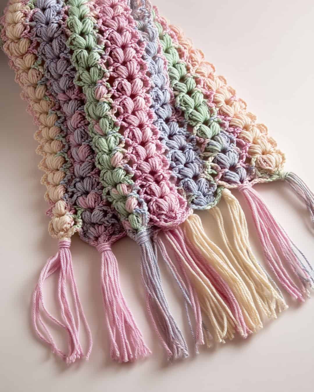 Puff Stitch Mile-A-Minute Scarf crochet pattern
