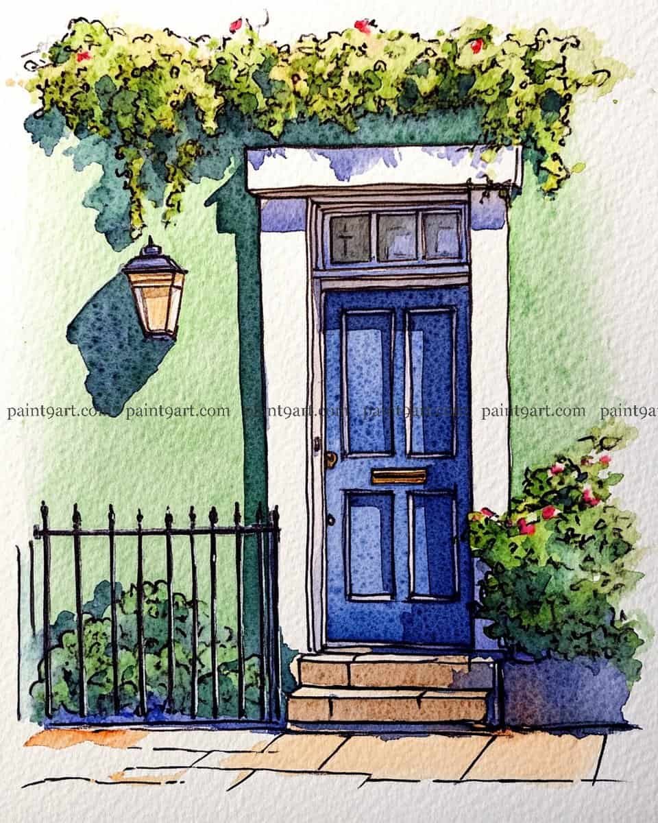 36 Door & Window Watercolor Painting Ideas (Coloring Pages Available)